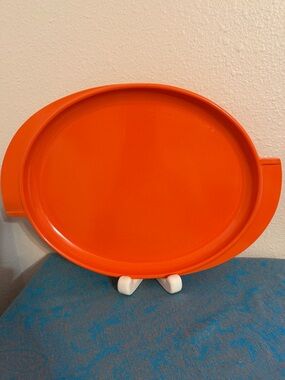 BOONTON Set of 4 Vintage Retro Orange Oval Plates MCM Made in USA
